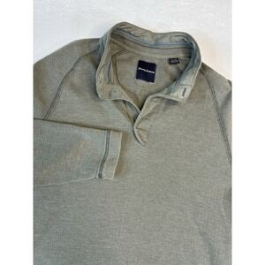 Tommy Bahama Men Mock‎ Henley Sweater X Large Gray Herringbone